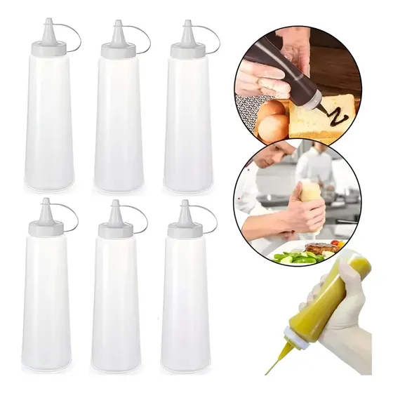 Kit 6 Bisnaga P Ketchup Grande 400ml Tampa Branca Plasvale