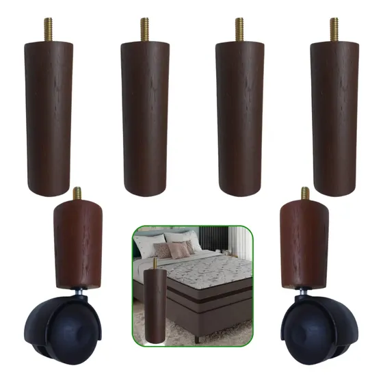 Pé Cama Box Solteiro 6 Peças Madeira