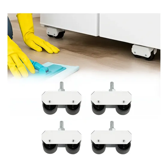 Kit Com 4 Pes Com Rodinhas Branco Fogao Geladeira Moveis