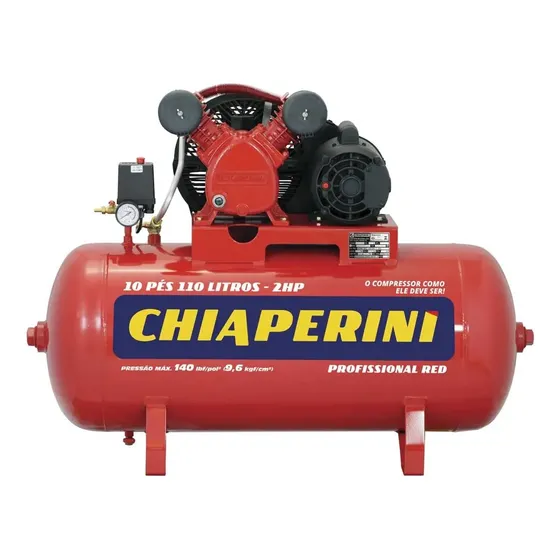 Compressor De Ar 10 Pés 2 Hp 110l Red Chiaperini 110/220v
