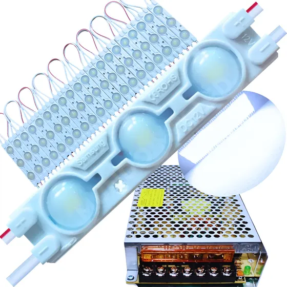40pçs Módulo Led 5730 Ip65 Branco Frio + Fonte 12v Bivolt