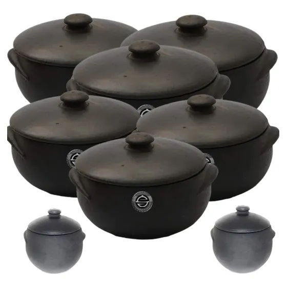 Kit 6 Panelas De Barro Tam.0 E 1 + Pimenteira Para Refeiçoes