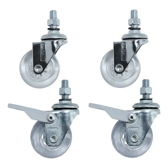 Kit Rodas Gel Incolor Rosca 3/8 Rodinhas P/ Móvel Ou Rack