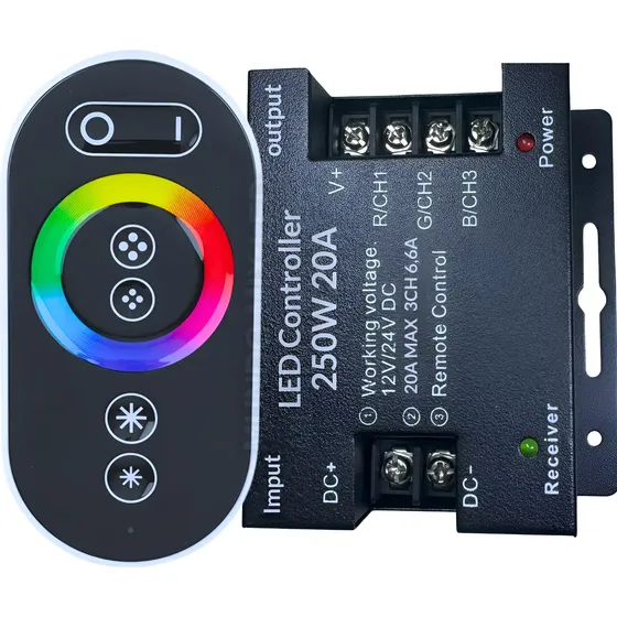 Controlador Rgb Fita Led Piscina Control S/ Fio Touch 12-24v