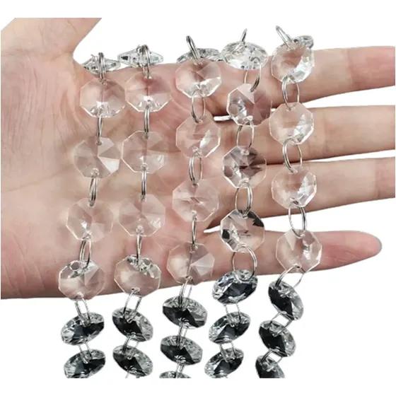 Corrente Castanha Cristal Acrílico 14mm Argola Inox 10 Metro