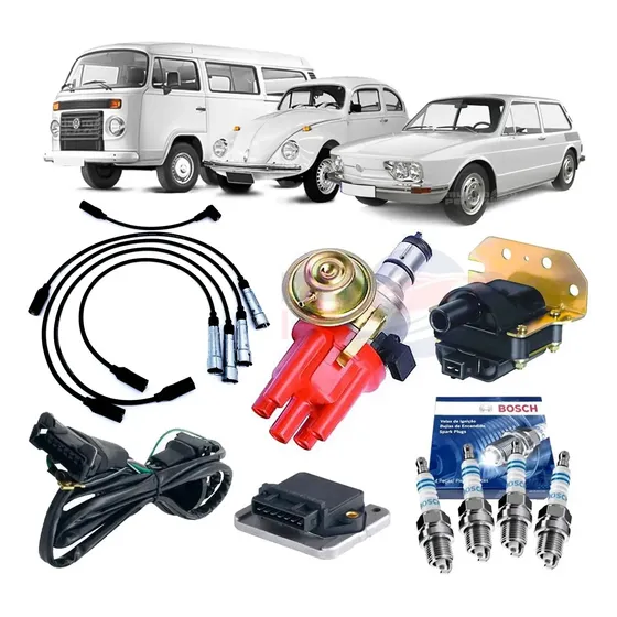 Kit Ignição Eletrônica Fusca Kombi C/ Cabo Preto E Velas