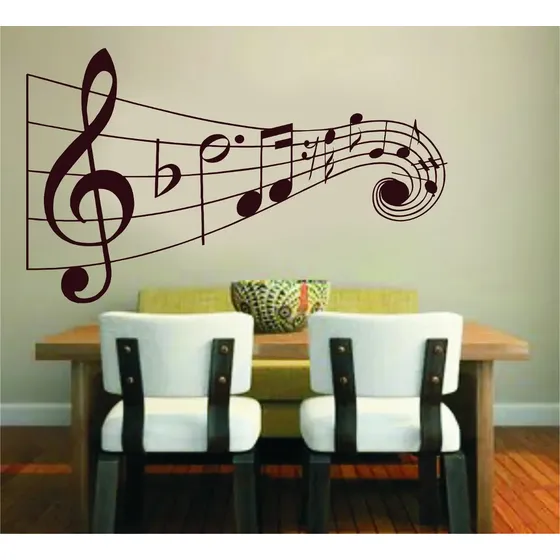 Adesivo Decorativo Parede Música Notas Musicais Violão Rock