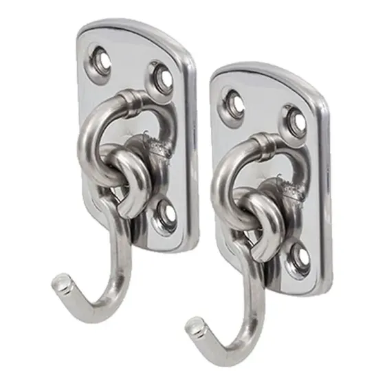 Kit C/2 Gancho De Rede Inox Reforçado C/parafusos - Polido