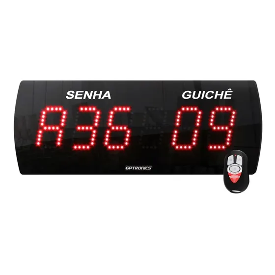 Painel De Senha E Guichê 38x14 Cm Com 2 Controles