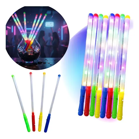 Kit 15 Bastão Led Plástico Pisca Luz Festas Neon Casamentos