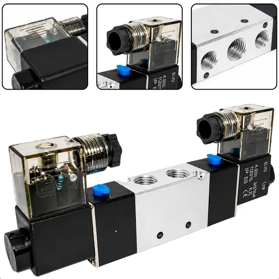 Válvula Duplo Solenoide 5/2 Vias Rosca 1/4 Pneumática 24v