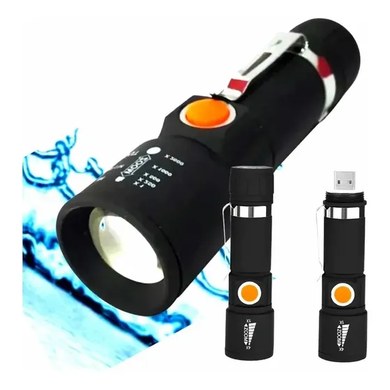 Mini Lanterna Led T6 Profissional Dj Recarregável Usb Strob