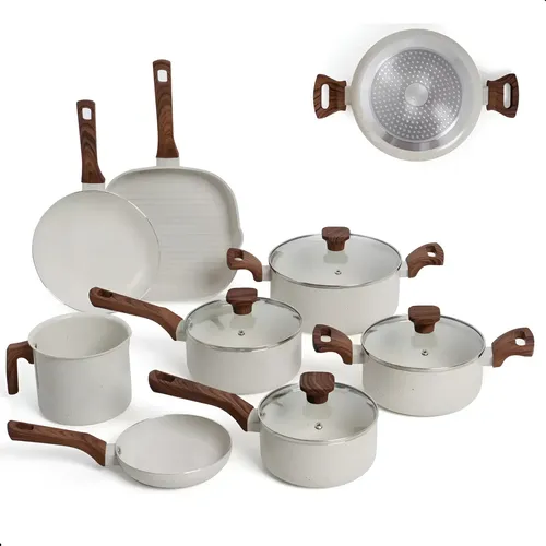 Conjunto Panelas 8pcs Vanilla Revest. Cerâmica Gás + Indução