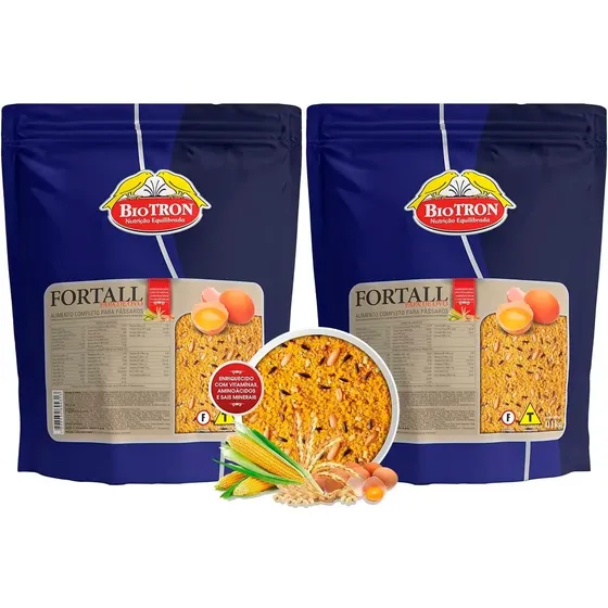 Kit 2 Fortall 1kg - Farinhada De Ovo Seca Para Pássaros