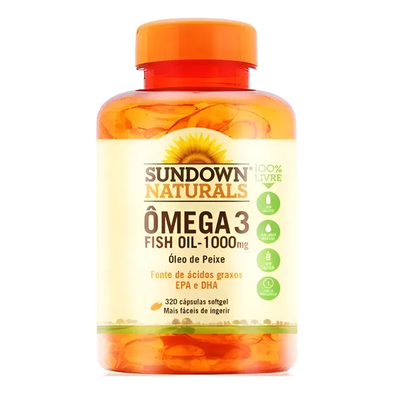 Ômega 3 Sundown Importado 320 Caps 1000 Mg Fish Oil Peixe