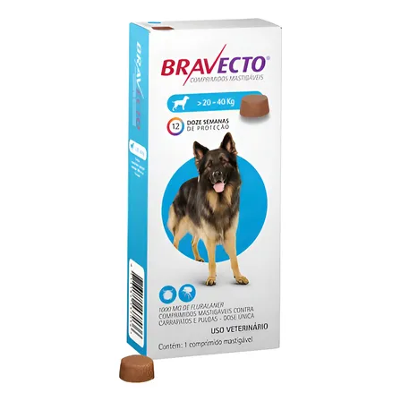 Bravecto Comprimido 20 A 40kg Para Cães - 1 Unidade