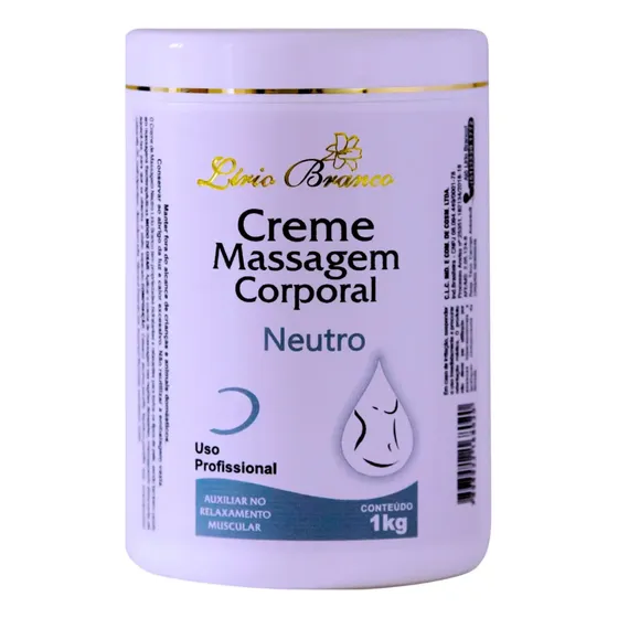 Creme Massagem Corporal Neutro 1kg Lírio Branco