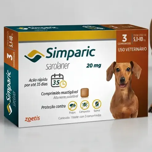 Simparic 5 A 10 Kg - Simparic 20mg Com 3 Comprimidos