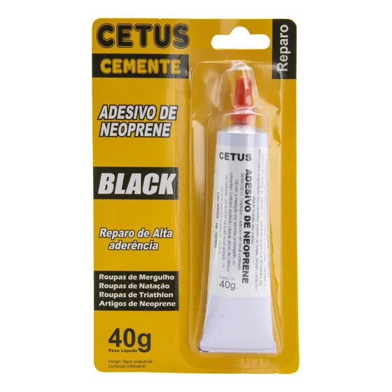 Cola Neoprene Preto Cemente Cetus Para Mergulho E Natação