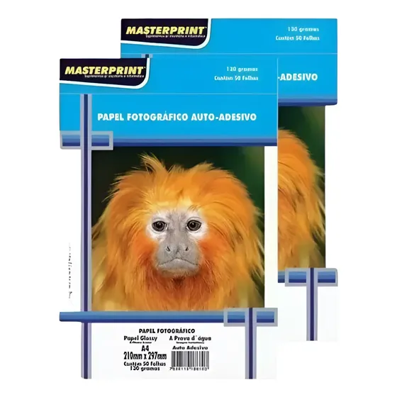 Papel Foto Adesivo 130g A4 Glossy 100 Folhas