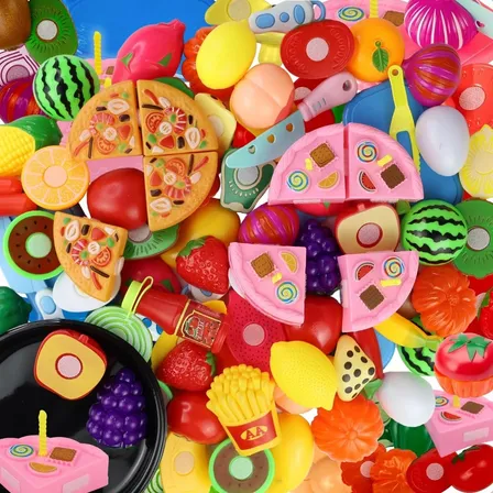 Kit Cozinha Infantil Pizza Frutas De Cortar Brinquedo Comida