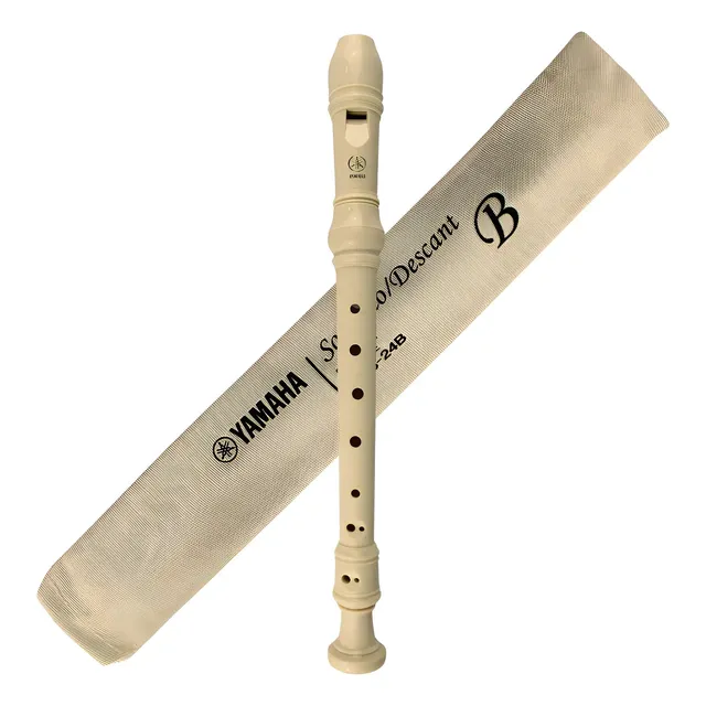 Flauta Yamaha Doce Soprano Barroca Yrs24b Original Com Capa Bege
