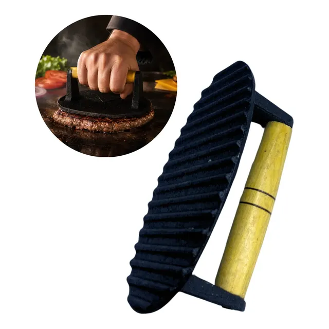Prensador Amassador De Ferro Fundido P/ Bife Carne Hambúrger