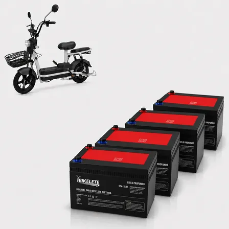 Kit 4 Bateria Bikelete 12v 15ah Para Bicicleta Elétrica