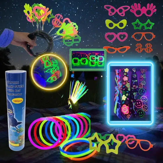 Kit Balada 130 Pçs Festa Neon Pulseira Óculos Tiara Gravata
