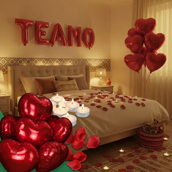 Kit Romântico 300 Pétalas + 10 Velas + 06 Balões + 01 Te Amo