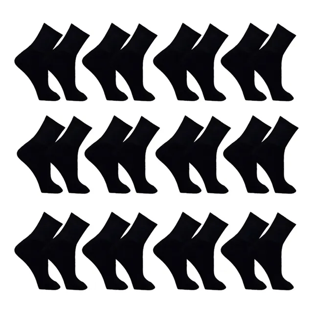 Meia Masculina Kit 12 Pares Cano Alto Longo Sport Preta Preto Liso 38-44