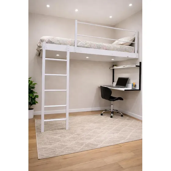 Cama Suspensa M1 Branca Solteiro 190x90 Cm Com Led