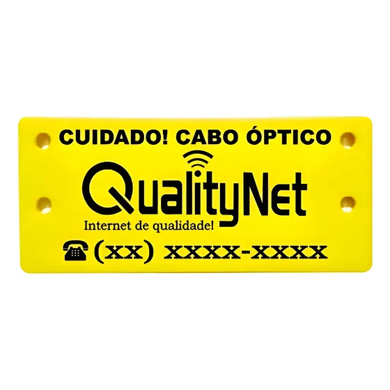 Placa De Identificação Cuidado Fibra Óptica 200 Unid