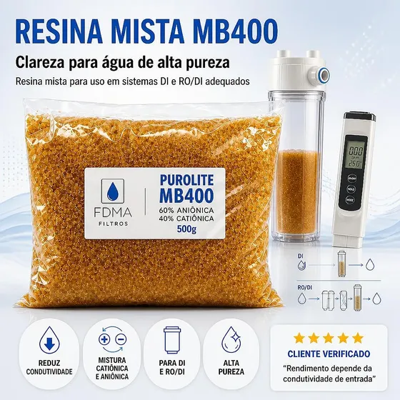 Resina Mista Purolite Mb400 500g Para Di / Ro - Original