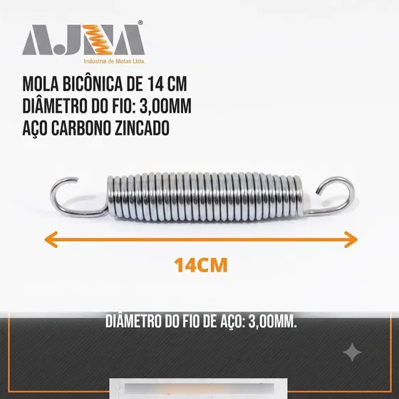 Kit 10 Molas Bicônicas 14cm Para Cama Elástica Pula Pula