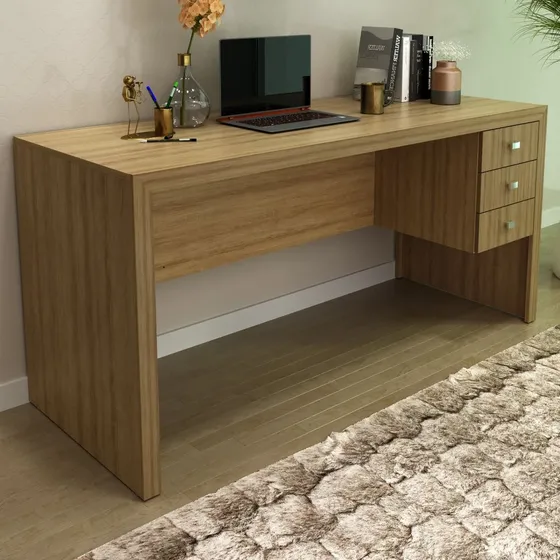 Mesa Para Escritório Com 3 Gavetas Me4113 Tecno Mobili D