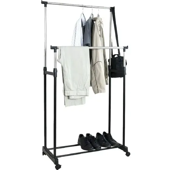 Arara Roupas Dupla Regulavel Sapateira Aço Inox Cabideiro