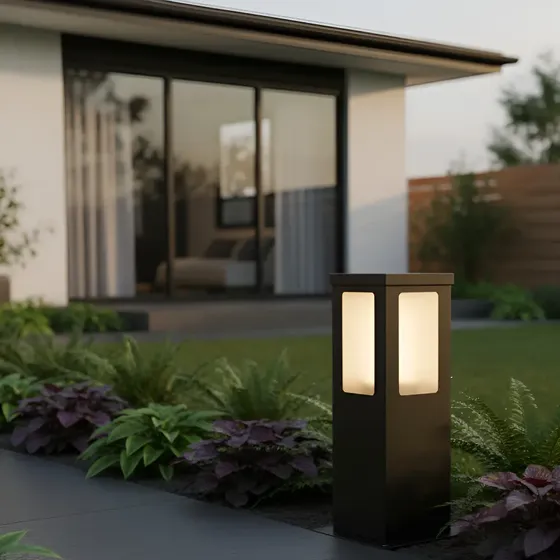 Balizador Poste Para Jardim Preto 30cm Aluminio