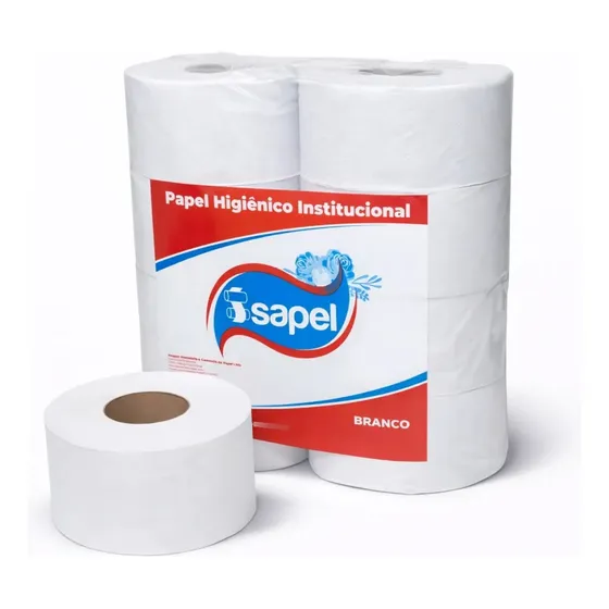 Papel Higiênico Rolão 300m 8 Rolos Branco Folha Simples