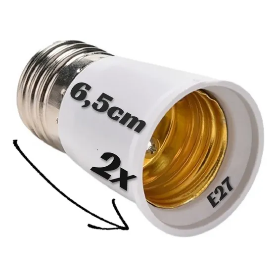 Prolongador Extensor Adaptador Soquete E27 - 65mm - Kit 2un