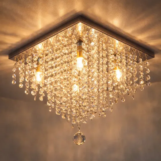 Lustre De Cristal K9 Legítimos 30x30 Sala Jantar Quarto Led