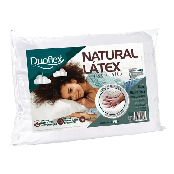 Travesseiro Natural Látex 18 Cm Duoflex Extra Alto