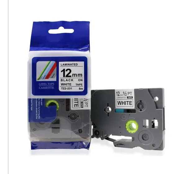Fita Compatível Tz-231 Rotulador Brother Pt-7600 Branca 12mm
