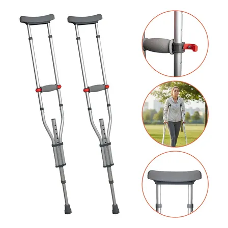 Par Muleta Axilar 3 Em 1 Altura Ajustável Sc602 Hidrolight Cinza