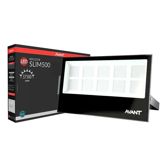 Refletor Led Slim 500w 37500lm 6500k Bivolt Ip66 Avant