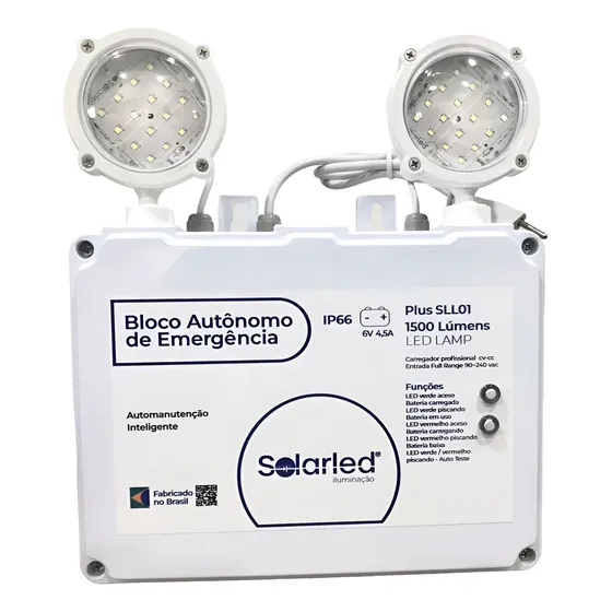 Luz De Emergência Solarled 1500 Lumens Ip66 Auto Teste