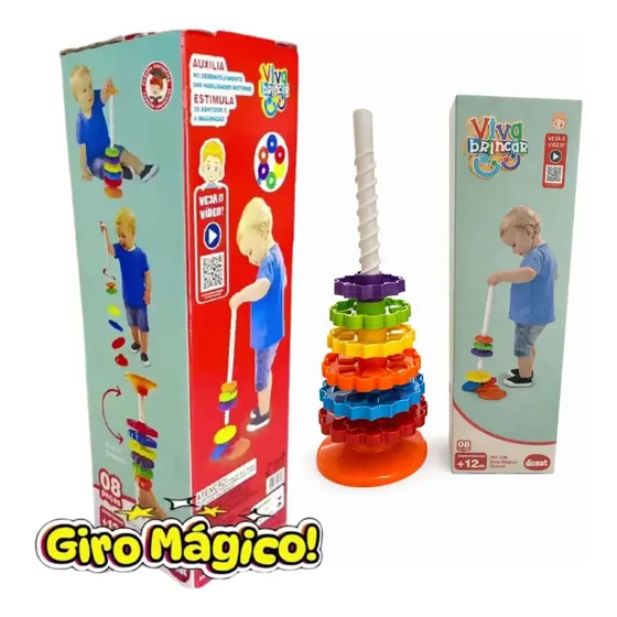 Giro Magico 8 Peças Colorida Engrenagem Terapia Bebe Criança