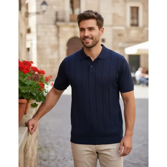 Camisa Polo Masculina Tricot Casual Canelada Original