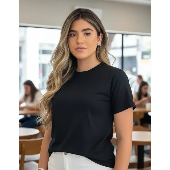 Camiseta Baby Look Básica Lisa 100% Algodão Varias Cores