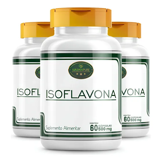 Isoflavona De Soja 100% Puro Natural Em Cápsula 3 Potes